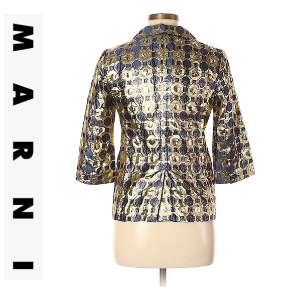 💕SALE💕 Marni Metallic Gold Blue Blazer - Picture 2 of 7